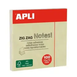 Apli Classic Bloc de 100 Notas Adhesivas Zigzag 75 x 75 mm - Color Amarillo | Ahorro Imprimiendo