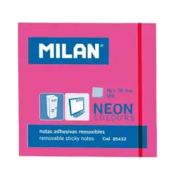 Milan Bloc de 100 Notas Adhesivas - Removibles - 76mm x 76mm - Color Rosa Neon | Ahorro Imprimiendo