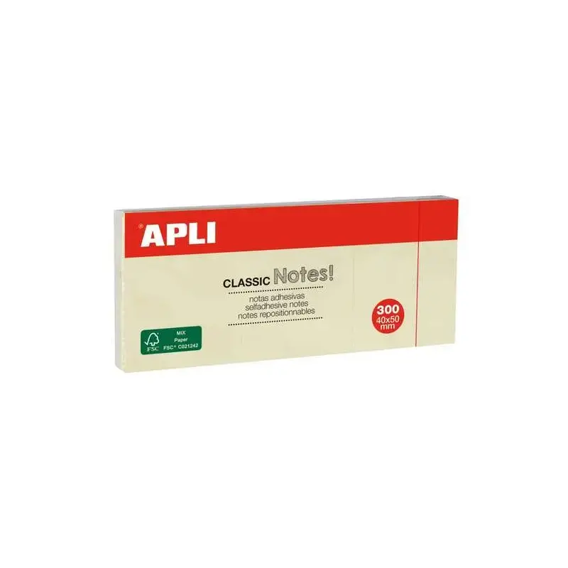 Apli Classic 3 Blocs de 100 Notas Adhesivas 40 x 50 mm - Color Amarillo | Ahorro Imprimiendo