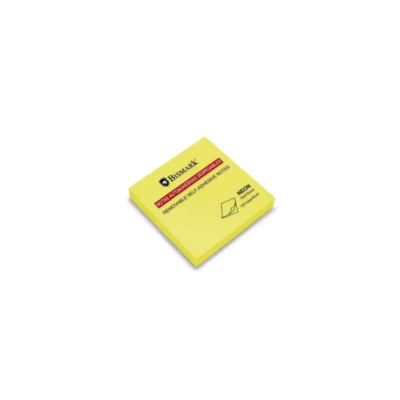 Bismark Bloc de 100 Notas Adhesivas 76x76mm - Color Amarillo Neon | Ahorro Imprimiendo