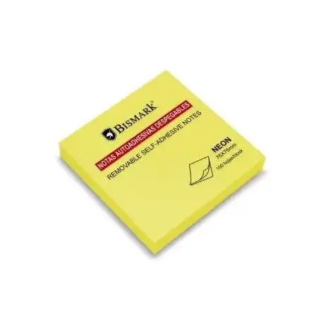 Bismark Bloc de 100 Notas Adhesivas 76x76mm - Color Amarillo Neon | Ahorro Imprimiendo