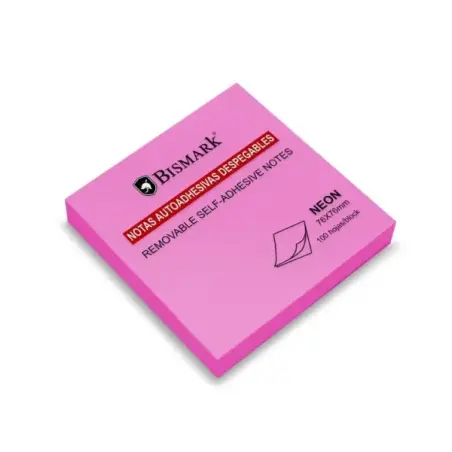 Bismark Bloc de 100 Notas Adhesivas 76x76mm - Color Magenta Neon | Ahorro Imprimiendo
