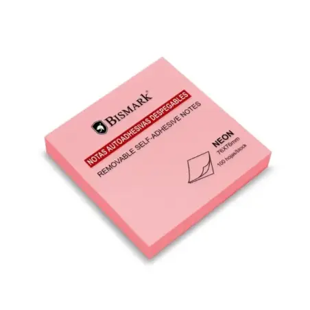 Bismark Bloc de 100 Notas Adhesivas 76x76mm - Color Rosa Neon | Ahorro Imprimiendo