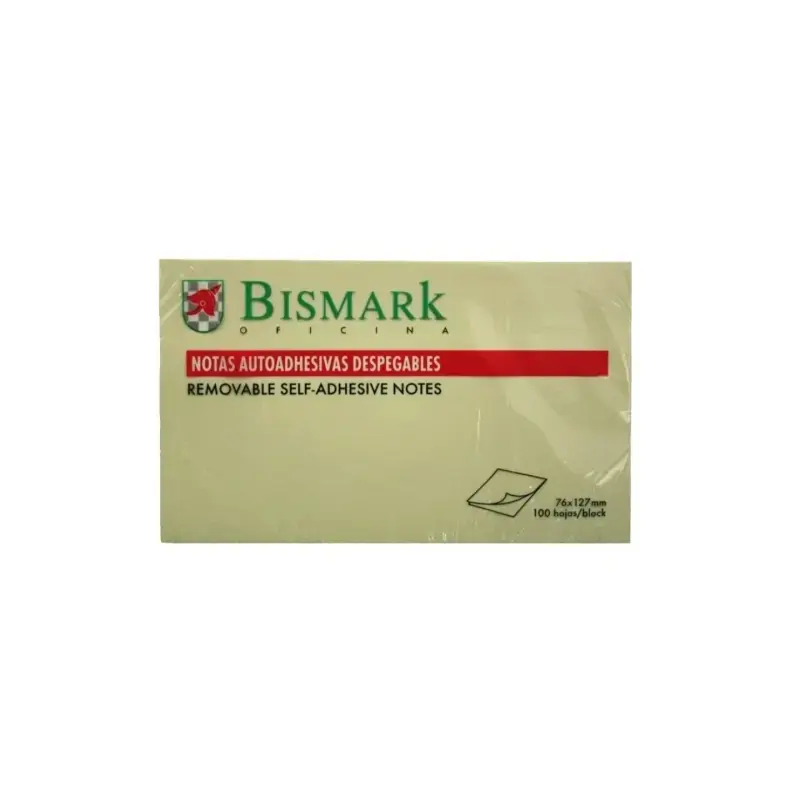 Bismark Bloc de 100 Notas Adhesivas 76x127mm - Color Amarillo | Ahorro Imprimiendo
