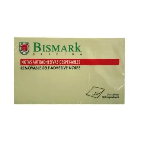 Bismark Bloc de 100 Notas Adhesivas 76x127mm - Color Amarillo | Ahorro Imprimiendo