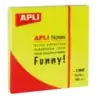 Apli Notas Adhesivas Funny 75x75mm - Bloc de 100 Hojas - Adhesivo de Calidad - Facil de Despegar - Color Amarillo Fluorescente |
