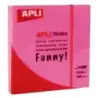 Apli Funny Bloc de 100 Notas Adhesivas 75x75mm - Adhesivo de Calidad - Facil de Despegar - Color Rosa Fluor | Ahorro Imprimiendo