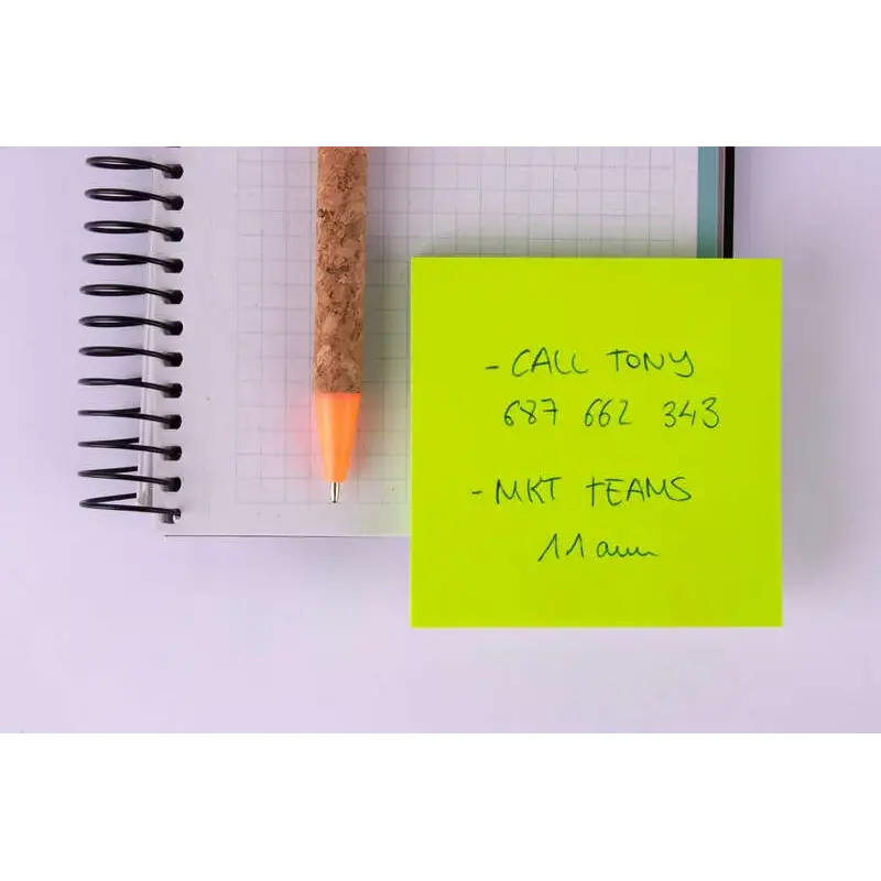 Apli Notas Adhesivas Funny 75x75mm - Bloc de 100 Hojas - Adhesivo de Calidad - Facil de Despegar - Color Verde Fluorescente | Ah