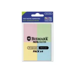 Bismark Pack de 4 Blocs de 50 Notas Adhesivas 38x51mm - 4 Colores Pastel | Ahorro Imprimiendo