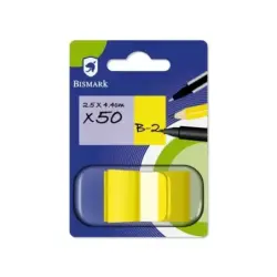 Bismark Dispensador con 50 Marcadores Reposicionables 44 x 25mm - Para Marcar, Señalar o Destacar Informacion - Color Amarillo |