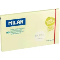Milan Bloc de 90 Notas Super Adhesivas - Removibles - Mayor Permanencia - 76mm x 127mm - Color Amarillo Pastel | Ahorro Imprimie