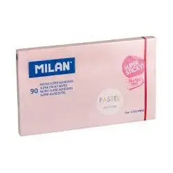 Milan Bloc de 90 Notas Super Adhesivas - Removibles - Mayor Permanencia - 76mm x 127mm - Color Rosa Pastel | Ahorro Imprimiendo