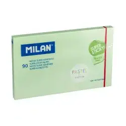 Milan Bloc de 90 Notas Super Adhesivas - Removibles - Mayor Permanencia - 76mm x 127mm - Color Verde Pastel | Ahorro Imprimiendo