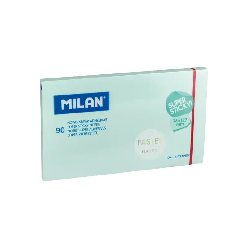 Milan Pack de 90 Notas Super Adhesivas - 76x127mm - Color Azul Pastel | Ahorro Imprimiendo