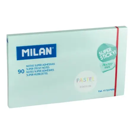 Milan Pack de 90 Notas Super Adhesivas - 76x127mm - Color Azul Pastel | Ahorro Imprimiendo