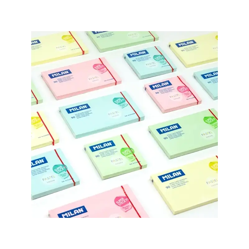 Milan Pack de 90 Notas Super Adhesivas - 76x127mm - Color Azul Pastel | Ahorro Imprimiendo