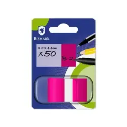 Bismark Dispensador con 50 Marcadores Reposicionables 44 x 25mm - Para Marcar, Señalar o Destacar Informacion - Color Rosa | Aho