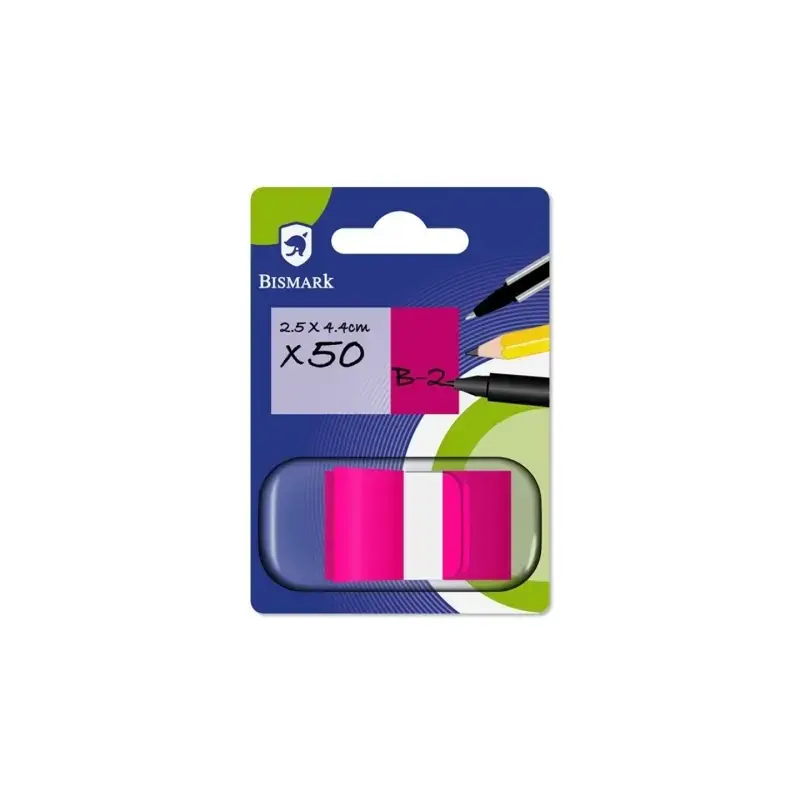 Bismark Dispensador con 50 Marcadores Reposicionables 44 x 25mm - Para Marcar, Señalar o Destacar Informacion - Color Rosa | Aho