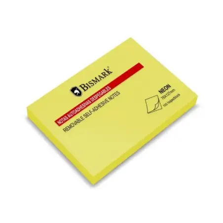 Bismark Bloc de 100 Notas Adhesivas 76x127mm - Color Amarillo Neon | Ahorro Imprimiendo