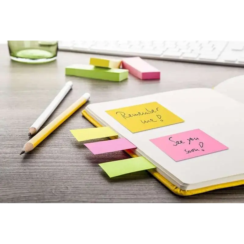 Global Notes inFO Pack de 3 Blocs de 100 Marcadores de Pagina 75 x 25mm - Certificacion FSC™ - Colores Amarillo, Verde y Rosa |