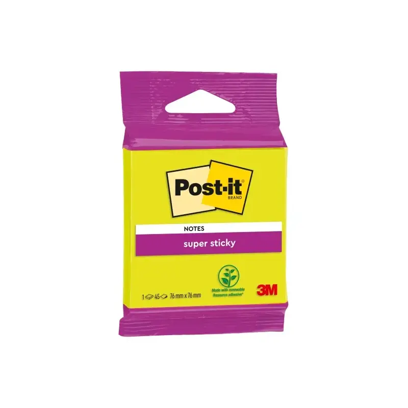 Post-It Super Sticky Bloc de 45 Notas Adhesivas Reposicionables - Forma Cuadrada - 76x76mm - Colores Surtidos | Ahorro Imprimien