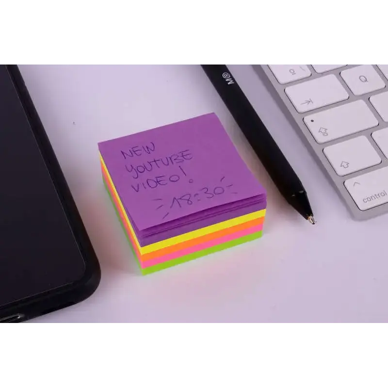 Apli Mini-Cubo con 250 Notas Adhesivas Funny 51x51mm - 5 Colores Surtidos Fluorescentes - Divertidas y Practicas | Ahorro Imprim