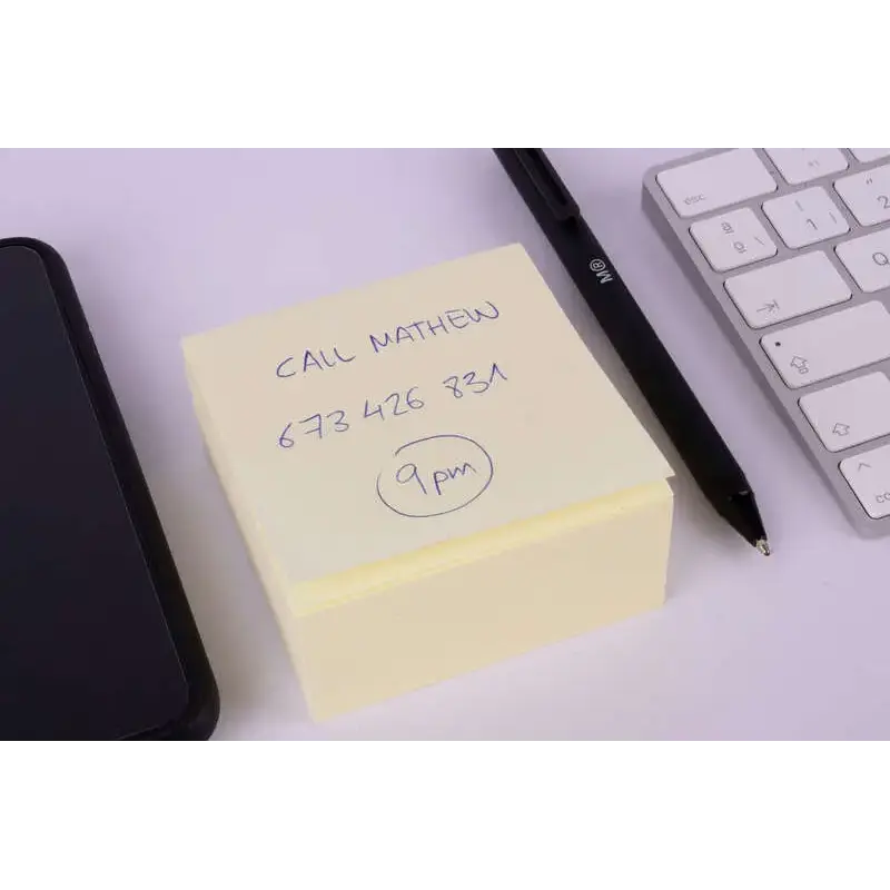 Apli Notas Adhesivas Classic 75x75mm - Cubo de 400 Hojas - Adhesivo de Calidad - Facil de Despegar - Amarillo | Ahorro Imprimien