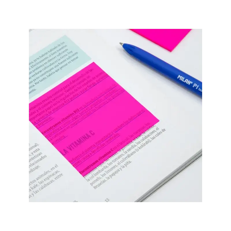 Milan Fluo Pack de 50 Notas Adhesivas - Translucidas - Removibles - 76x76mm - Color Amarillo | Ahorro Imprimiendo