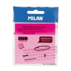 Milan Fluo Pack de 50 Notas Adhesivas - Translucidas - Removibles - 76x76mm - Color Rosa | Ahorro Imprimiendo