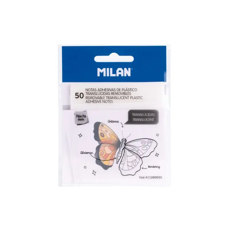 Milan Pack de 50 Notas Adhesivas - Translucidas - Removibles - 76x76mm - Color Transparente | Ahorro Imprimiendo