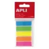 Apli Indices Adhesivos Film 45x12mm 5 Colores Fluorescentes - 25 Indices por Color - Facil de Pegar y Despegar - Ideal para Marc