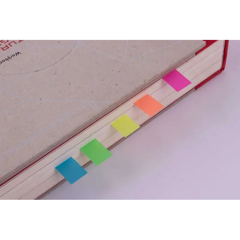 Apli Indices Adhesivos Film 45x12mm 5 Colores Fluorescentes - 25 Indices por Color - Facil de Pegar y Despegar - Ideal para Marc