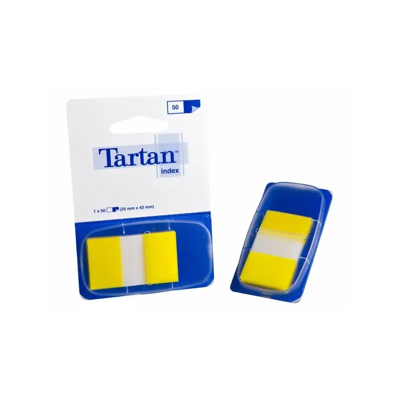 Tartan Pack de 12 Dispensadores de 50 Marcadores Reposicionables - 25x43mm - Color Amarillo | Ahorro Imprimiendo