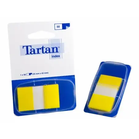 Tartan Pack de 12 Dispensadores de 50 Marcadores Reposicionables - 25x43mm - Color Amarillo | Ahorro Imprimiendo