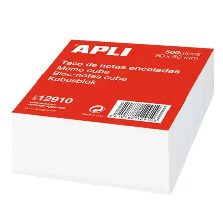 Apli Taco de 500 Hojas 80x80mm - Hojas Encoladas - Color Blanco | Ahorro Imprimiendo