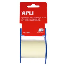 Apli Rollo de Nota Adhesiva con Dispensador - Medidas del Rollo 60mmx10m - Facil de Usar - Adhesivo de Calidad - Color Nota Amar