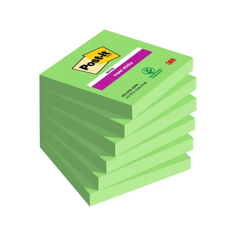 Post-It Super Sticky Blocs de 90 Notas Adhesivas Reposicionables - 76x76mm - 100% PEFC - Color Verde | Ahorro Imprimiendo