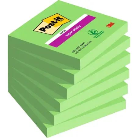 Post-It Super Sticky Blocs de 90 Notas Adhesivas Reposicionables - 76x76mm - 100% PEFC - Color Verde | Ahorro Imprimiendo