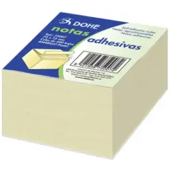Dohe Cubo de 400 Notas Reposicionables - Tamaño 75x75mm - Papel de 75gr - Ideal para Oficina y Escuela - Color Amarillo Claro |