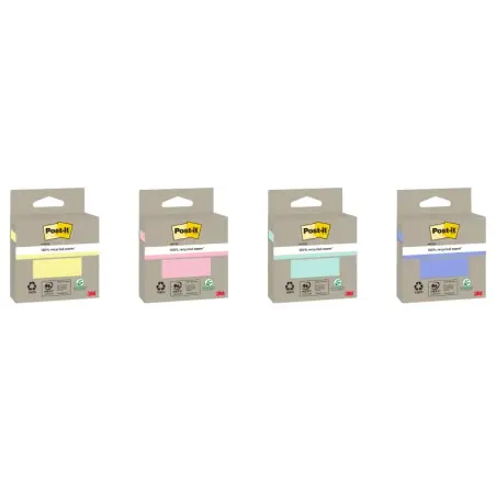 Post-It Bloc de 100 Notas Adhesivas Recicladas - Forma Cuadrada - Colores Surtidos Aleatorios | Ahorro Imprimiendo