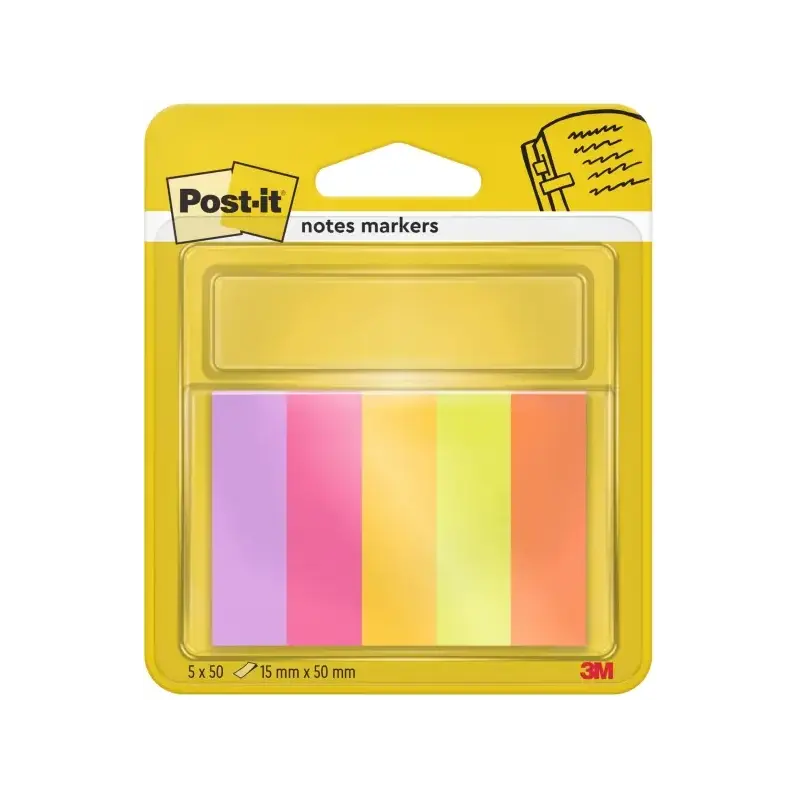 Post-It Pack de 5 Blocs de 50 Marcadores Reposicionables - Forma Rectangular - Colores Surtidos | Ahorro Imprimiendo