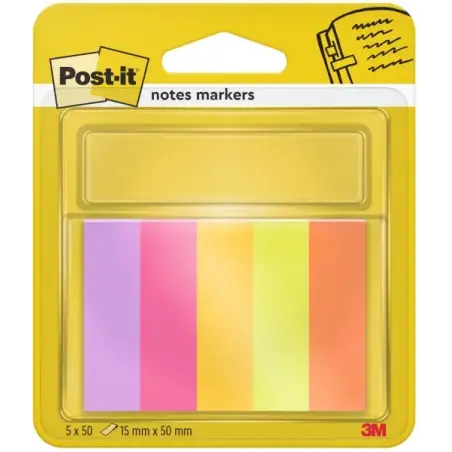 Post-It Pack de 5 Blocs de 50 Marcadores Reposicionables - Forma Rectangular - Colores Surtidos | Ahorro Imprimiendo