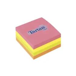 Tartan Cubo de 400 Notas Adhesivas Reposicionables - Colores Neon - 76x76mm - 100% PEFC - Colores Surtidos | Ahorro Imprimiendo