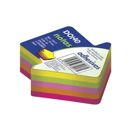 Dohe Cubo de 250 Notas Reposicionables con Forma de Flecha - Tamaño 70x70mm - Papel de 75gr - Ideal para Oficina y Escuela - Col