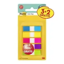 Post-It Index Pack de 5 Dispensadores con 20 Marcadores Reposicionables - Medidas 11.9x43.2mm - Colores Surtidos | Ahorro Imprim