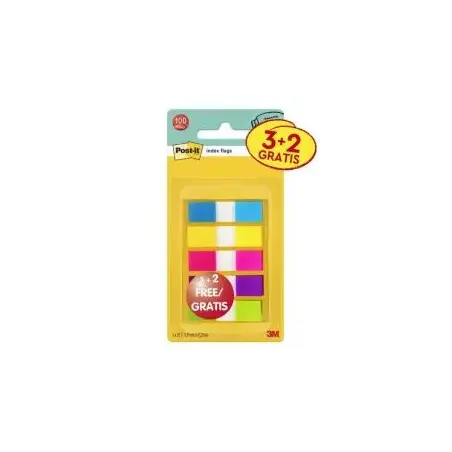 Post-It Index Pack de 5 Dispensadores con 20 Marcadores Reposicionables - Medidas 11.9x43.2mm - Colores Surtidos | Ahorro Imprim