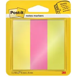 Post-It Pack de 3 Blocs de 100 Marcadores Reposicionables - Forma Rectangular - Colores Surtidos | Ahorro Imprimiendo