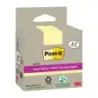 Post-It Super Sticky Pack de 4 Blocs de 70 Notas Adhesivas Recicladas - Forma Cuadrada - 76x76mm - Color Amarillo Claro | Ahorro