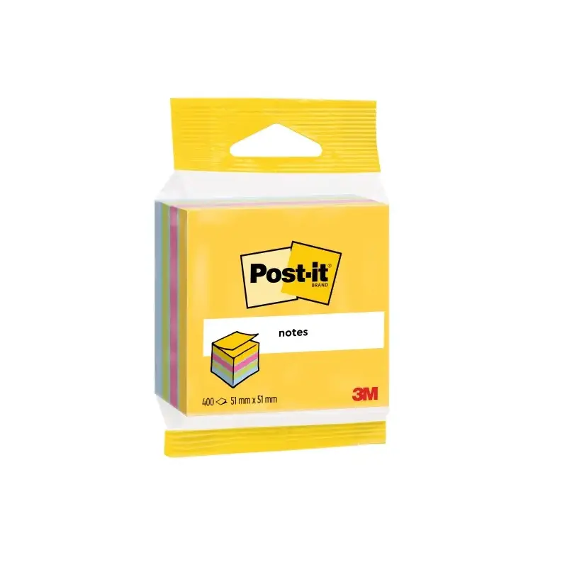 Post-It Cubo de 400 Notas Adhesivas Reposicionables - Forma Cuadrada - 51x51mm - Colores Surtidos | Ahorro Imprimiendo