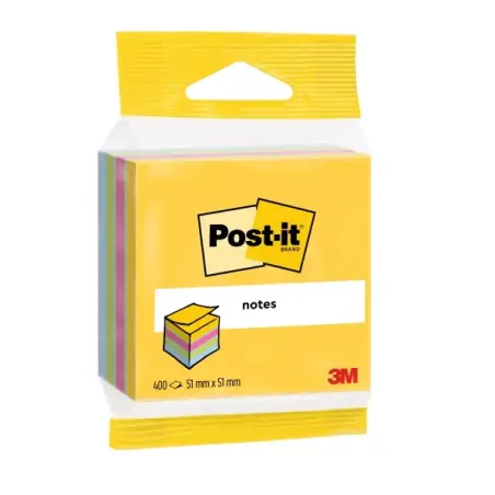 Post-It Cubo de 400 Notas Adhesivas Reposicionables - Forma Cuadrada - 51x51mm - Colores Surtidos | Ahorro Imprimiendo